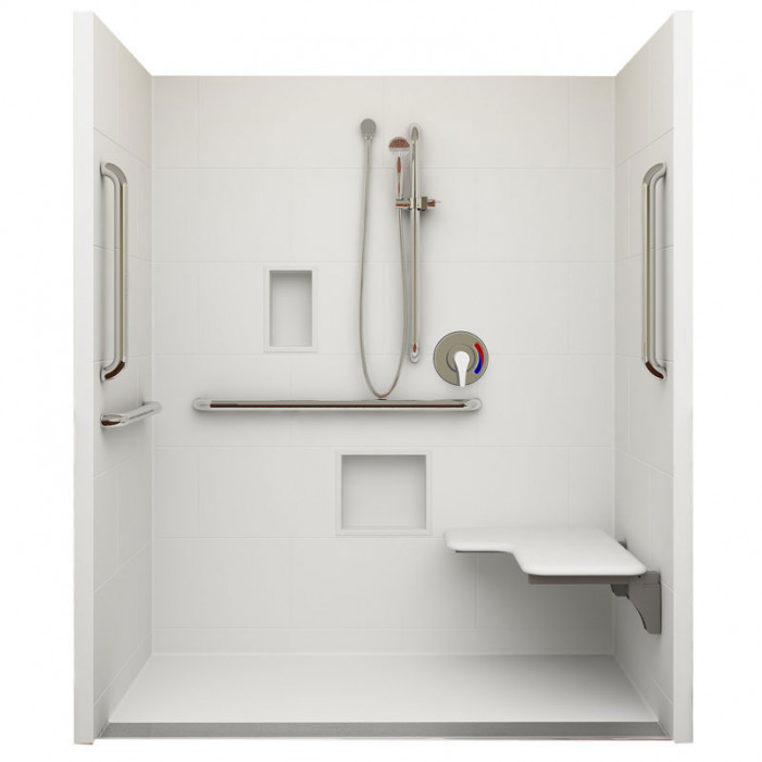ADA trench drain shower left seat