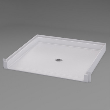 ID 36 X 36 ADA Shower Pan, three quarter inch threshold, center drain, recessed receiver flange