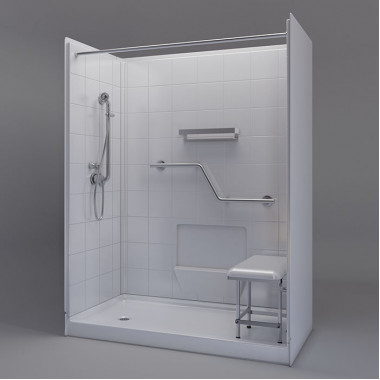 white 60 by 31 inch Step In Shower Stalls, 4 inch threshold, Left drain, to replace your bathtub