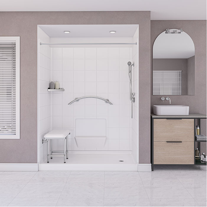 easy step accessible. shower with a right drain