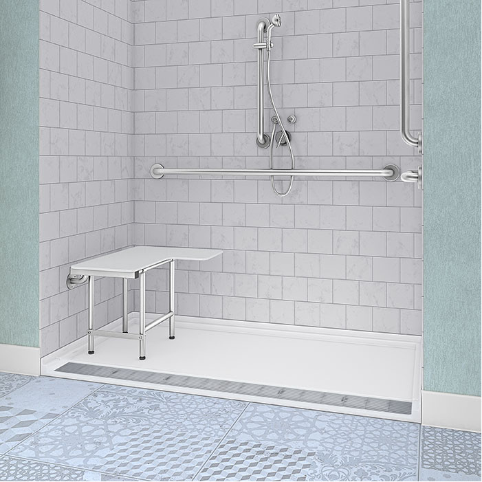 ADA trench drain shower pan 