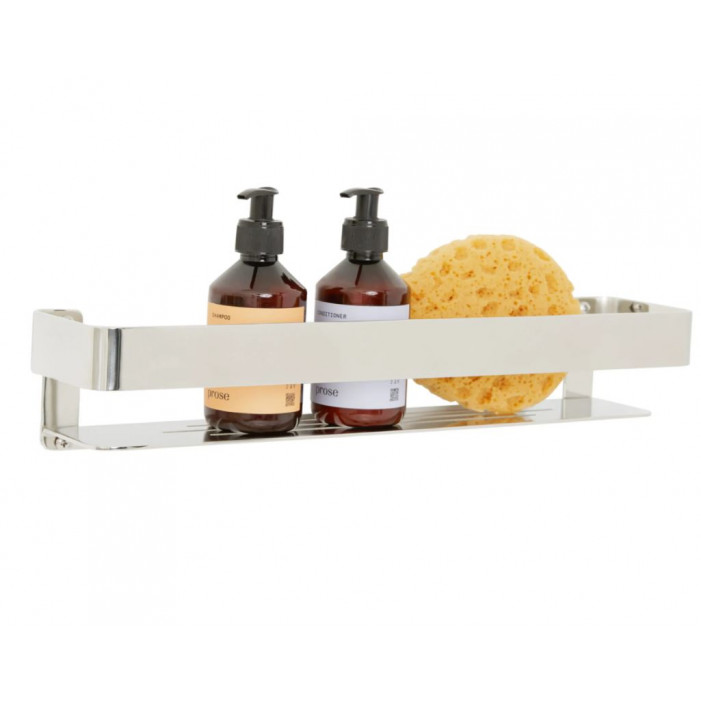 Polished floating shelf with rail 