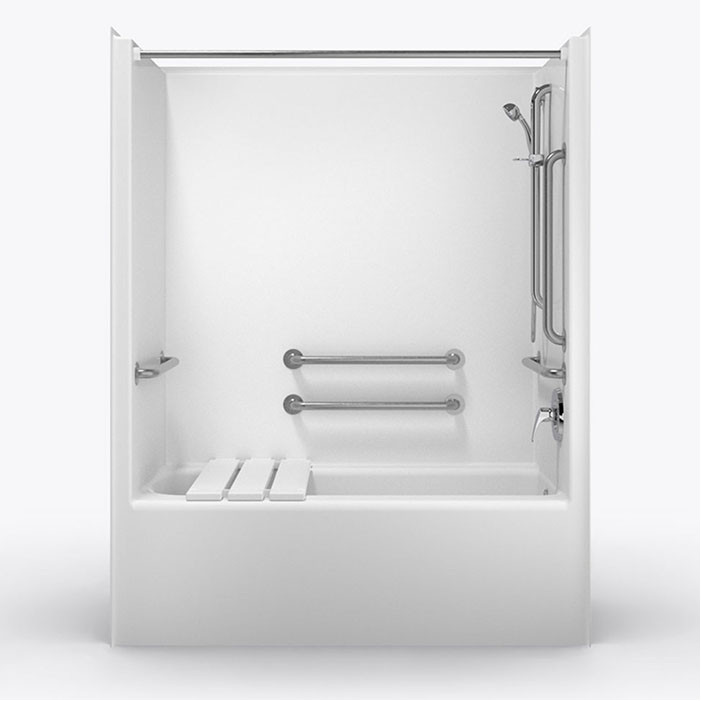 top view ADA tub Shower right drain