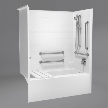 1 piece fiberglass ada tub right drain