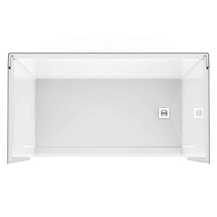 top view inspire shower no soap ledge