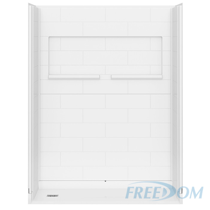 Roll-in Shower, 60" x 37"  - Freedom INSPIRE Series - Left Drain