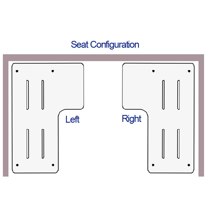 shower seat handing diagram shows left and right