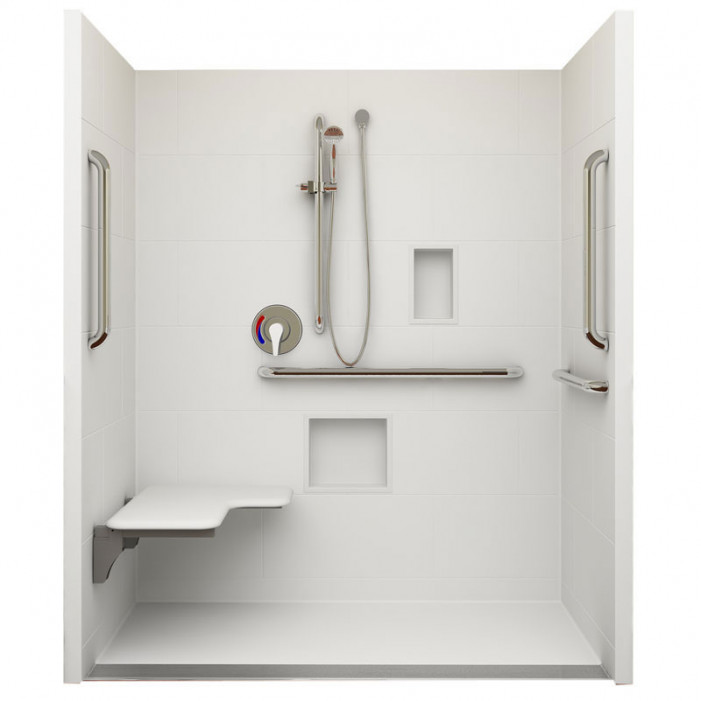 ADA linear drain shower left seat